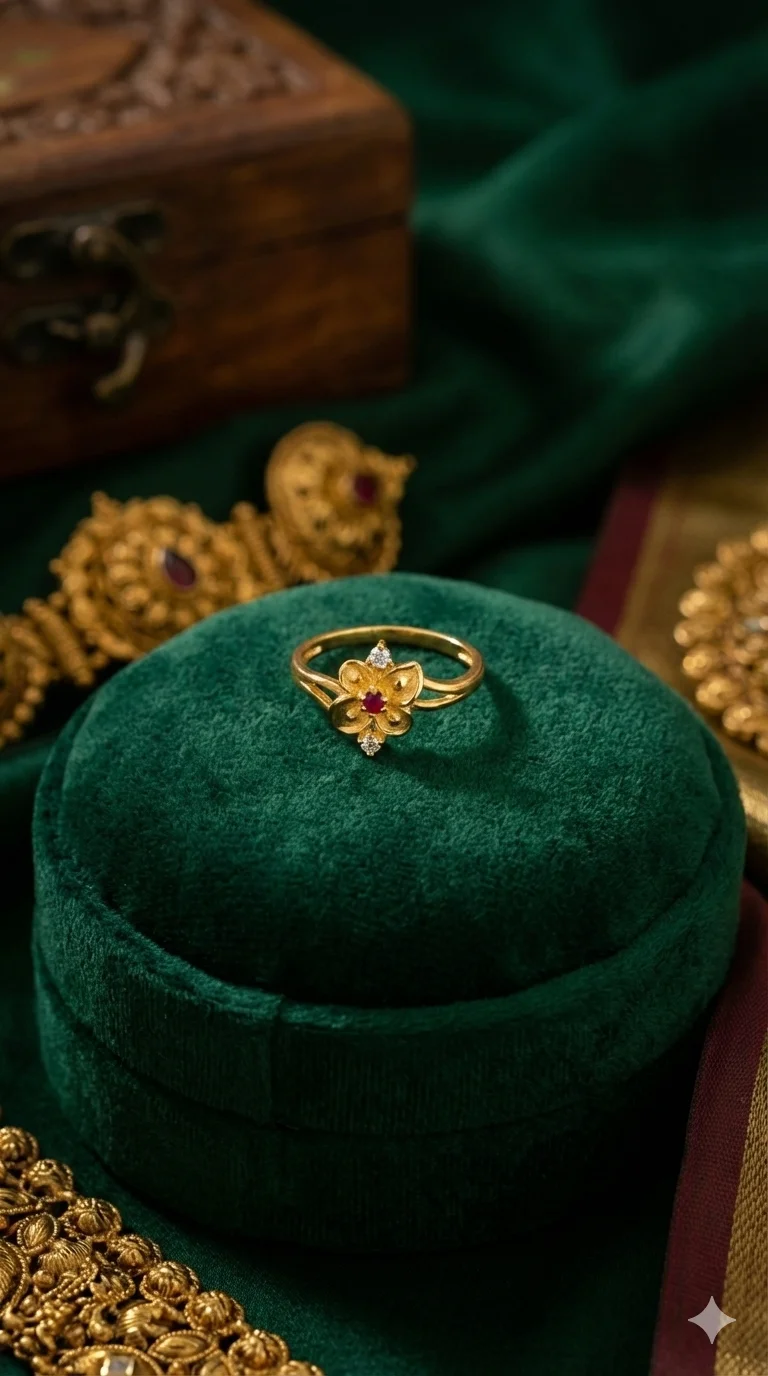 Elegant Gold Leaf Ring with Cubic Zirconia Accents