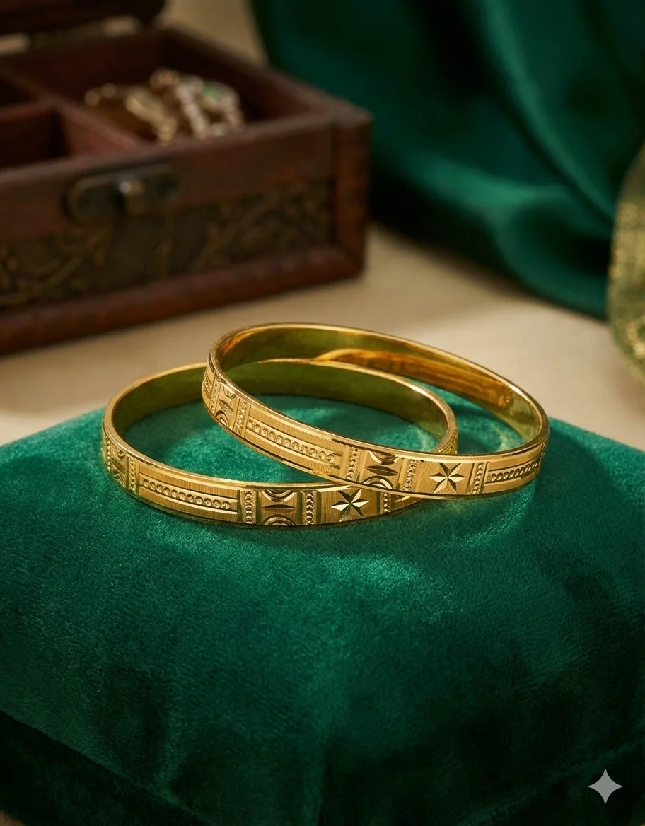 Elegant Floral Vine Gold Bangle Pair - Sai Jewellers Gondia