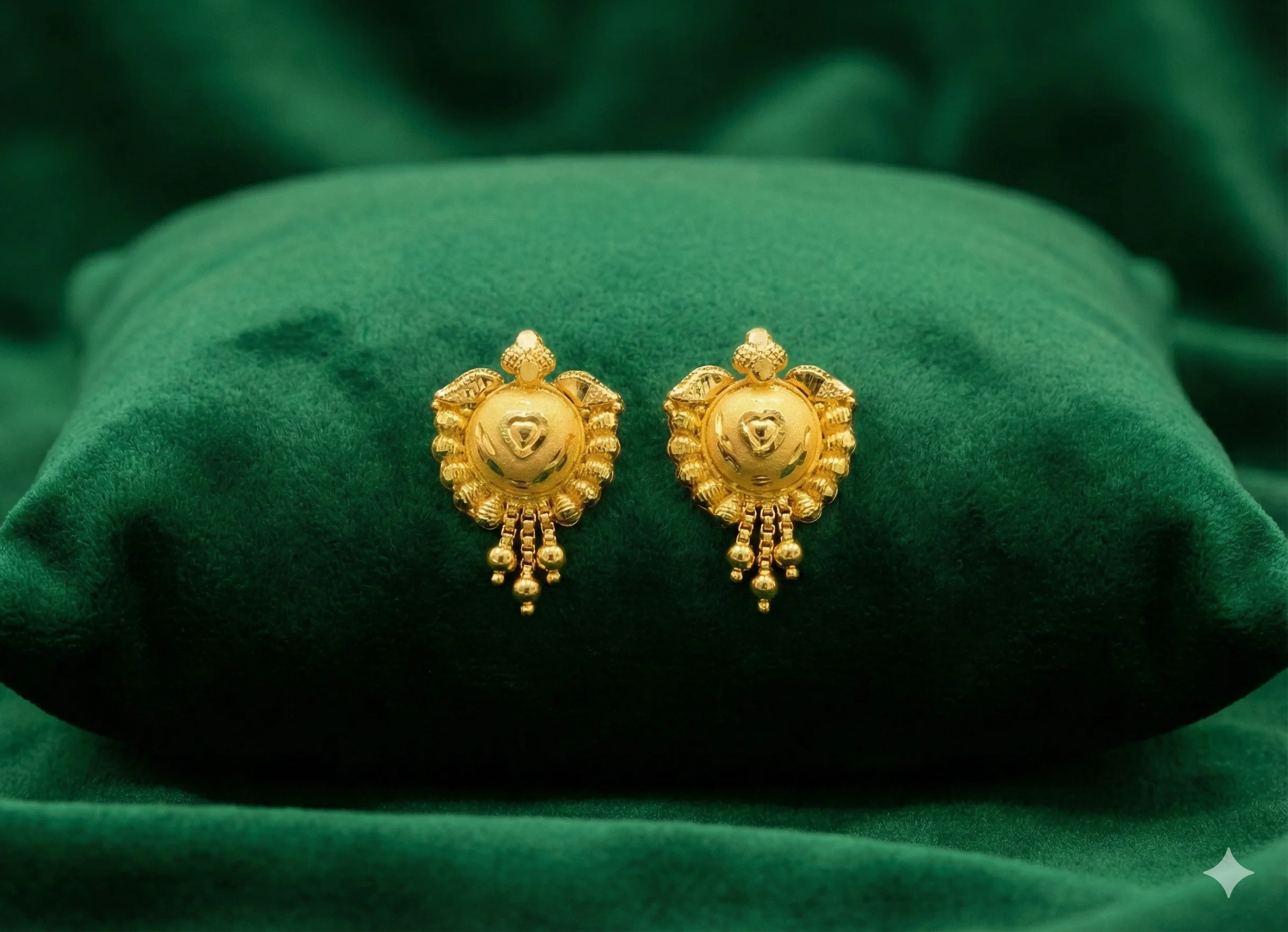 Traditional Gold Mangalsutra Pendant with Matching Heart-Drop Earrings - Sai Jewellers Gondia